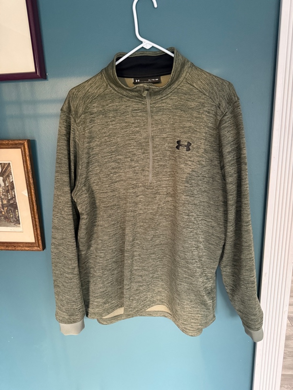 Under Armour Olive Heather 1/4 Zip Performance Pullover 253